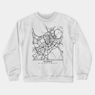 MADRID SPAIN BLACK CITY STREET MAP ART Crewneck Sweatshirt